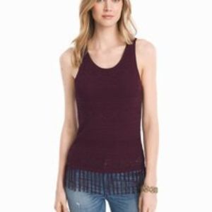 WHBM Cabernet Fringe Hem Sleeveless Sweater XS